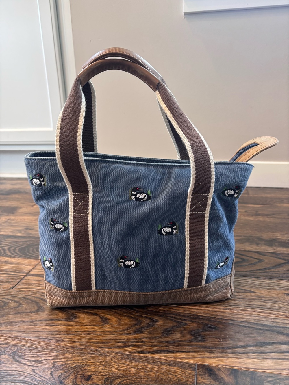 Vintage L.L. Bean Boat and Tote Canvas with Embroidered Loon Ducks